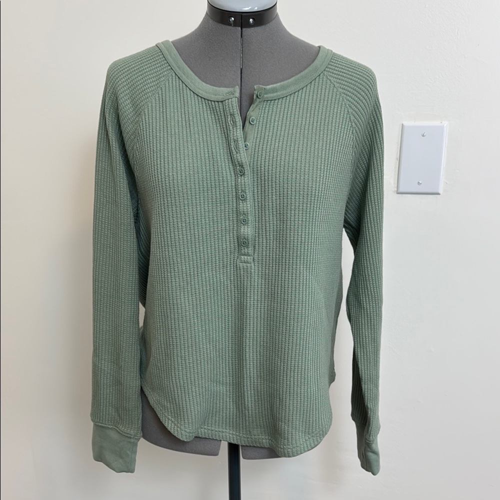 Gap Women's Sage Green Henley Top
